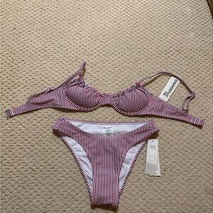 No Boundaries Red, White, and Blue Striped Bikini